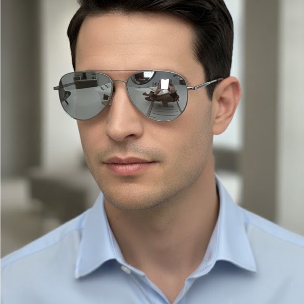 Ermenegildo Zegna Silver Aviator Sunglasses